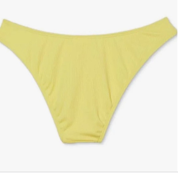 Juniors' Xhilaration Ribbed Cheeky High Leg Scoop waist Bikini Bottom yellow nwt - Picture 4 of 5